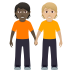 🧑🏿‍🤝‍🧑🏼 people holding hands: dark skin tone, medium-light skin tone display on JoyPixels